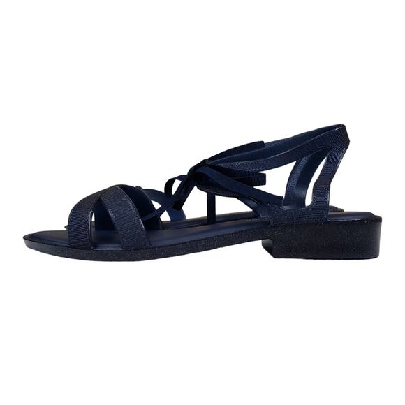 Melissa x Jason Wu Womens 9 Ophelia Low Sandal in Dark Blue Glitter NEW - Picture 6 of 12